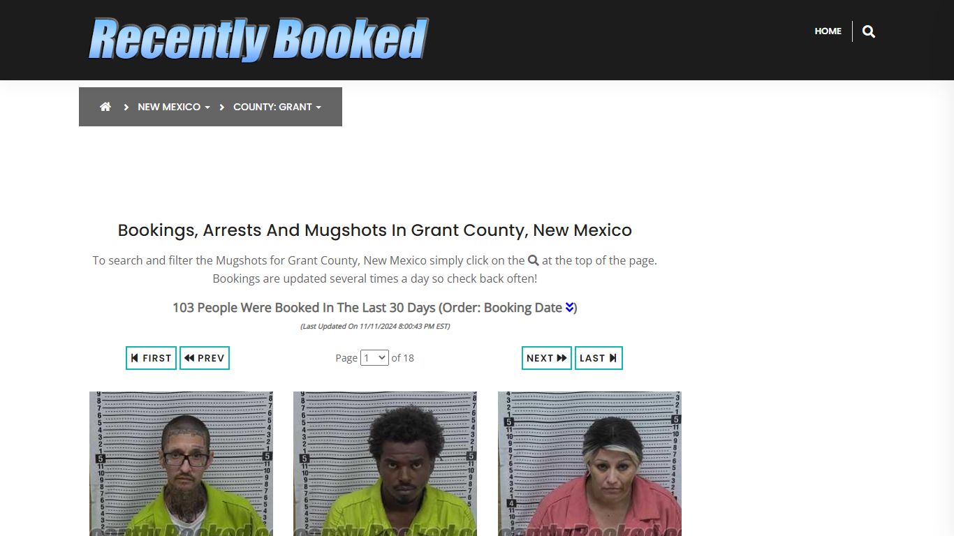 Bookings, Arrests and Mugshots in Grant County, New Mexico