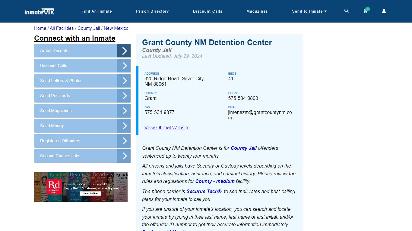 Grant County NM Detention Center - Inmate Locator